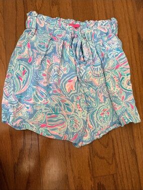 Lily Pulitzer Bal Harbor Women’s Blue Peri Paisley Pull-On Paperbag Shorts RARE